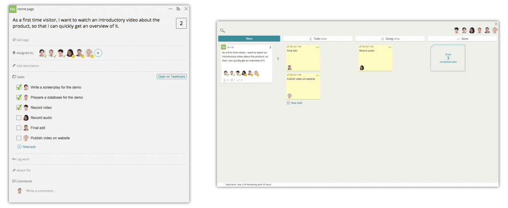 Scrum Mate story card & task board