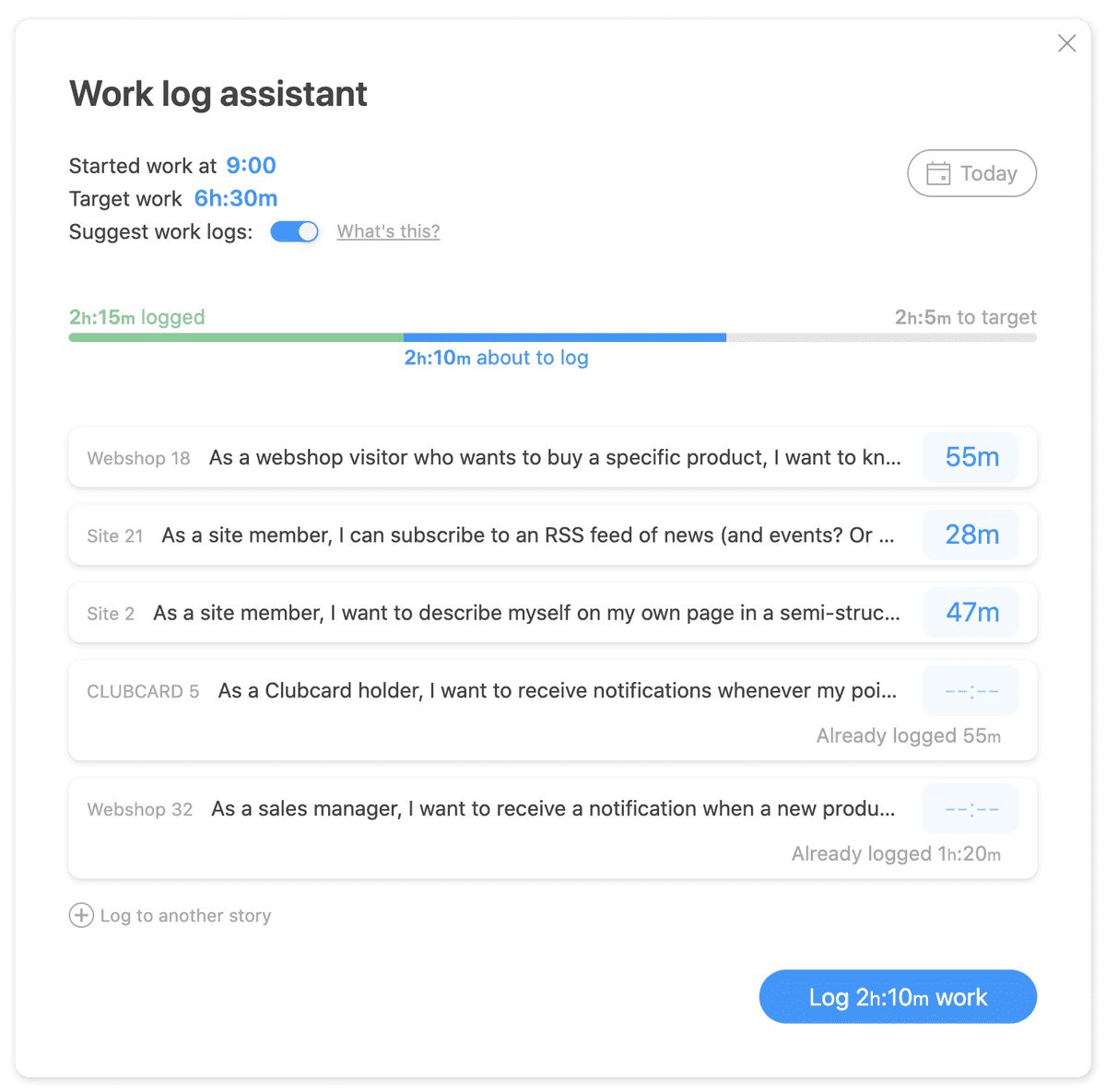 Work log assistant